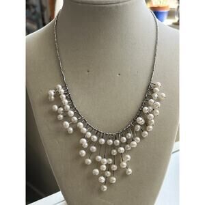 STERLING SILVER FRESHWATER PEARL NECKLACE 18" LIQUID SILVER 925